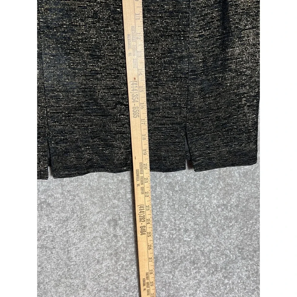 Vintage Gantos Straight Pencil Skirt Womens Size 8 Black Gold Metallic Textured